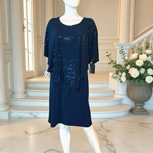 EN FOCUS Navy Blue Sequin Top Dress in size Women’s 14